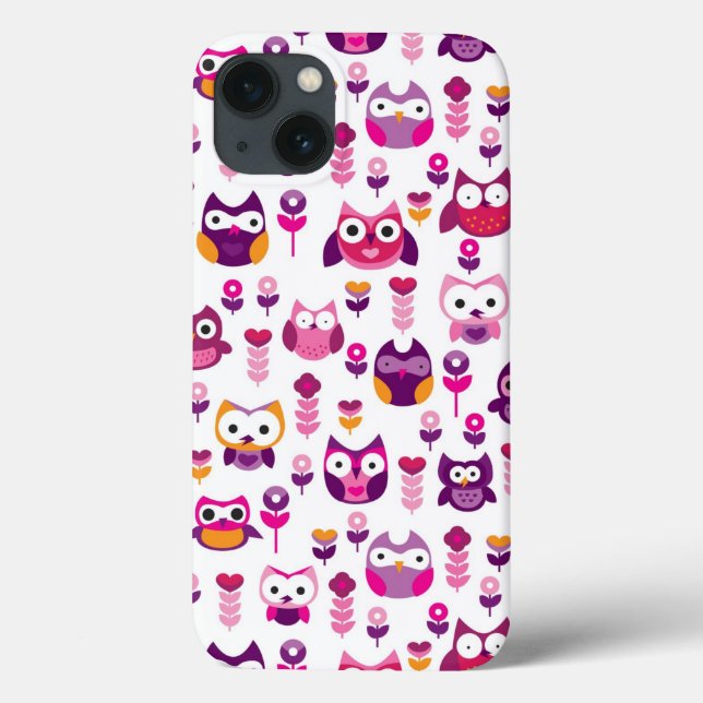 retro colourful owl bird pattern Case-Mate iPhone case (Back)