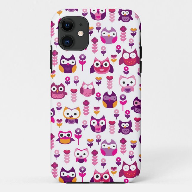 retro colourful owl bird pattern Case-Mate iPhone case (Back)