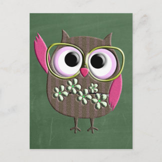 Retro Colourful Owl Boho Bohemian Bird Custom Postcard