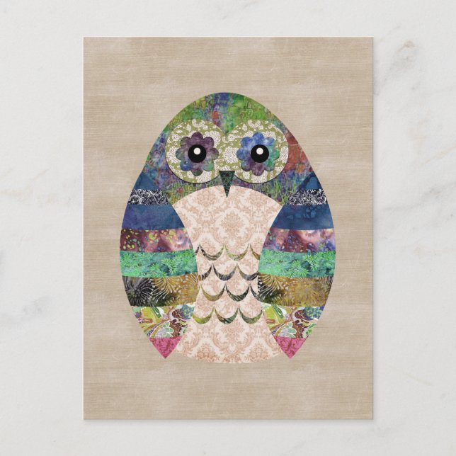Retro Colourful Owl Boho Bohemian Bird Custom Postcard (Front)