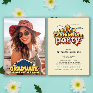 Retro Colourful Photo Graduation Party Invitation