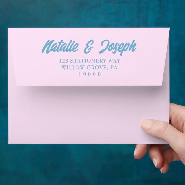 Retro Colourful Pink Bright Unique Modern Wedding Envelope (Hand)