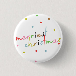 retro colourful polka dot christmas holiday 3 cm round badge