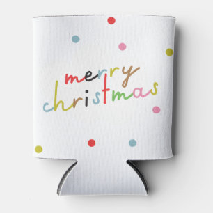 retro colourful polka dot christmas holiday can cooler