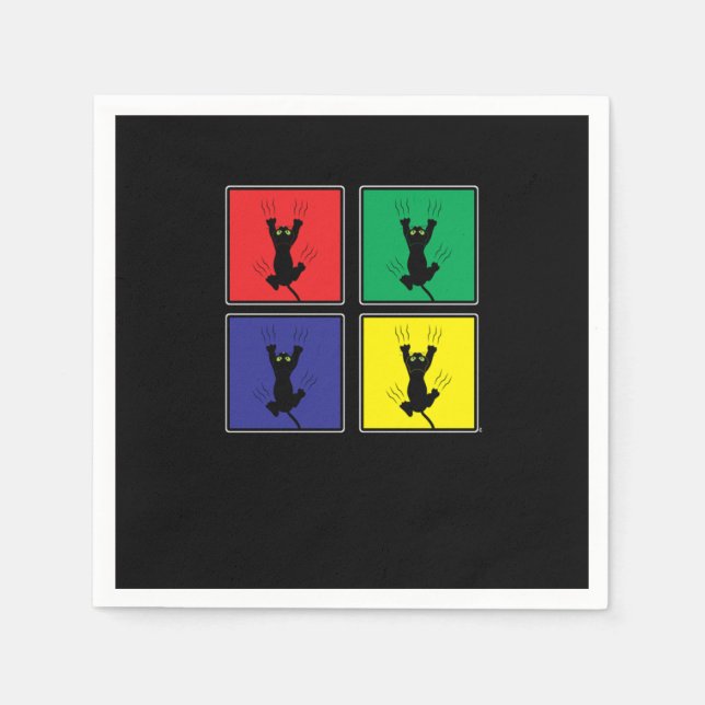 Retro Colourful Pop Art Cute Cat Scratching Animal Napkin (Front)