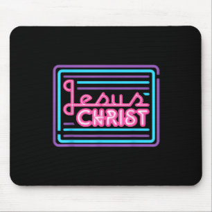 Retro Colourful Quote Jesus Christ Basic Christian Mouse Mat