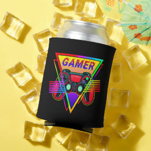 Retro Colourful Rainbow Gamer Computer Gaming  Can Cooler