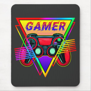 Retro Colourful Rainbow Gamer Computer Gaming  Mouse Mat