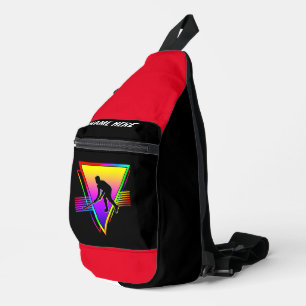 Retro Colourful Rainbow Hockey Player Sling Bag