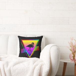 Retro Colourful Rainbow Modern Flamingo Bird Cushion