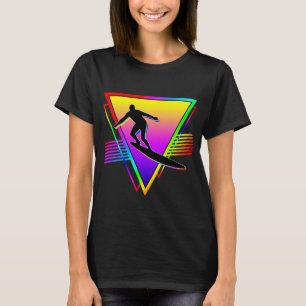 Retro Colourful Rainbow Surfing Surfer T-Shirt