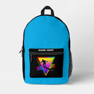 Retro Colourful Rainbow Surfing Vintage Surfer Printed Backpack