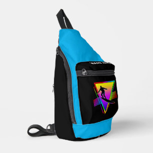 Retro Colourful Rainbow Surfing Vintage Surfer Sling Bag
