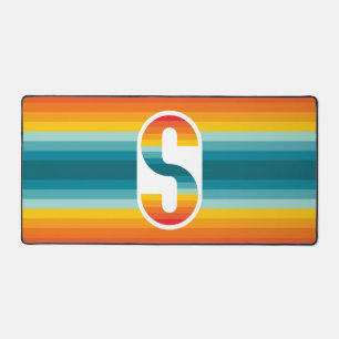 Retro Colourful Rainbow Typography Sunset Letter S Desk Mat
