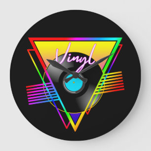 Retro Colourful Rainbow Vinyl Music Record Large Clock