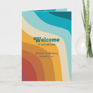 Retro Colourful Rainbow Wedding Order of Service Programme