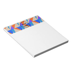 Retro colourful shapes on brown notepad