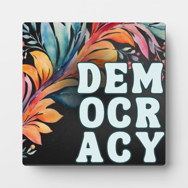 Retro Colourful Simple Statement Politics Democrac Plaque (Front)