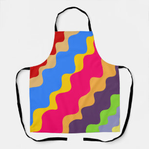 Retro colourful slanting wavy pattern  apron