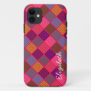 Retro Colourful Squares Modern Geometric Pattern 3 iPhone 11 Case