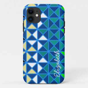 Retro Colourful Squares Modern Geometric Pattern 5 iPhone 11 Case