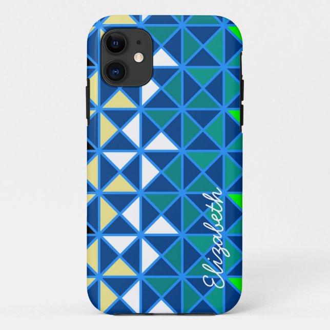 Retro Colourful Squares Modern Geometric Pattern 5 Case-Mate iPhone Case (Back)