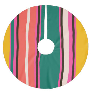 Retro colourful stripes, abstract background brushed polyester tree skirt