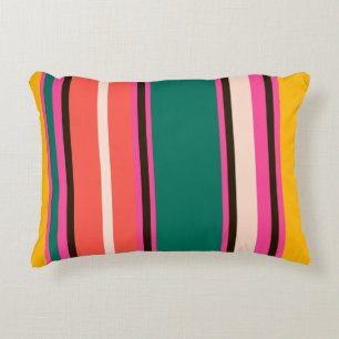 Retro colourful stripes, abstract background decorative cushion
