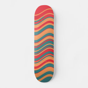 Retro Colourful Stripes Decorative Art 2 Skateboard