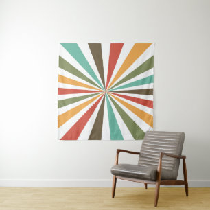 Retro colourful stripes in transparent background tapestry