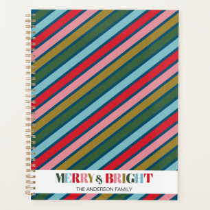 Retro Colourful Stripes Merry and Bright Christmas Planner