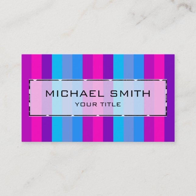 Retro Colourful Stripes Pattern #11 Business Card (Front)