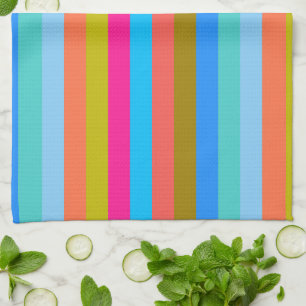 Retro Colourful Stripes Pattern #29 Tea Towel