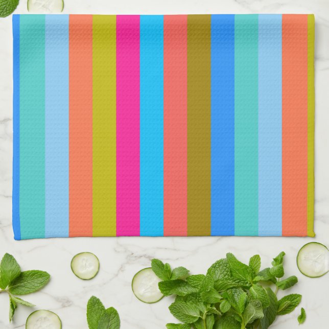Retro Colourful Stripes Pattern #29 Tea Towel (Folded)
