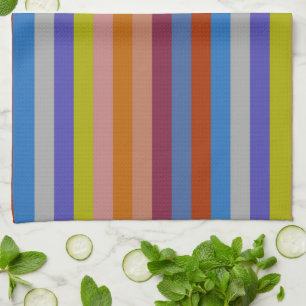 Retro Colourful Stripes Pattern #38 Tea Towel