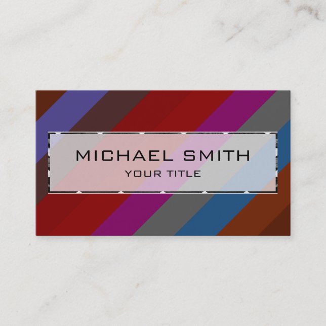 Retro Colourful Stripes Pattern #42 Business Card (Front)