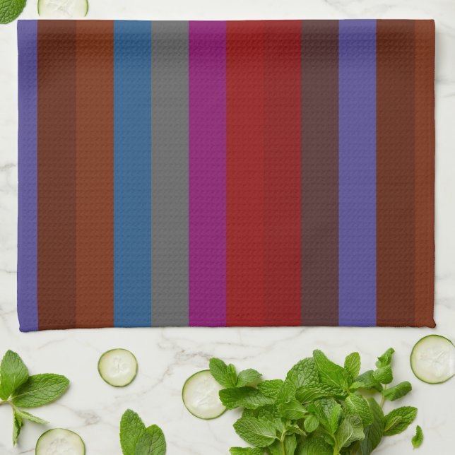 Retro Colourful Stripes Pattern #42 Tea Towel (Folded)