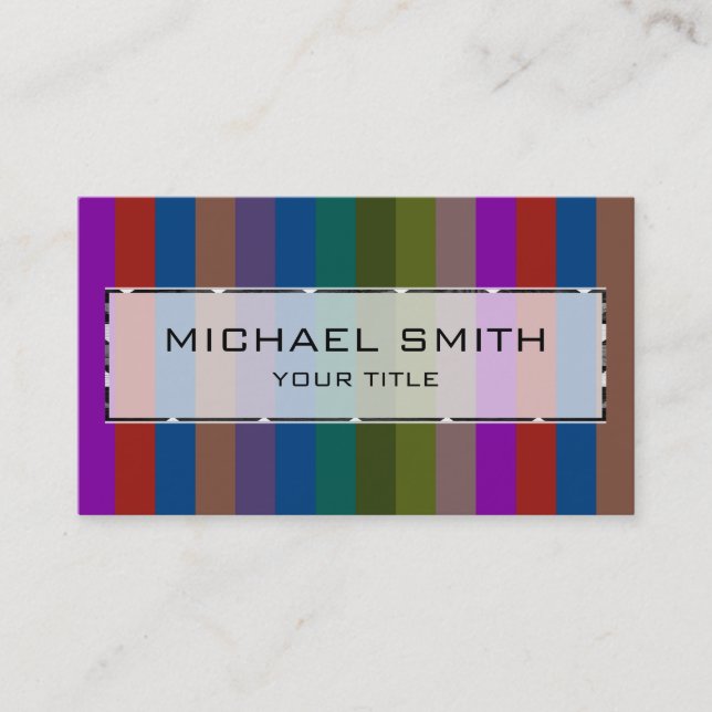Retro Colourful Stripes Pattern #43 Business Card (Front)