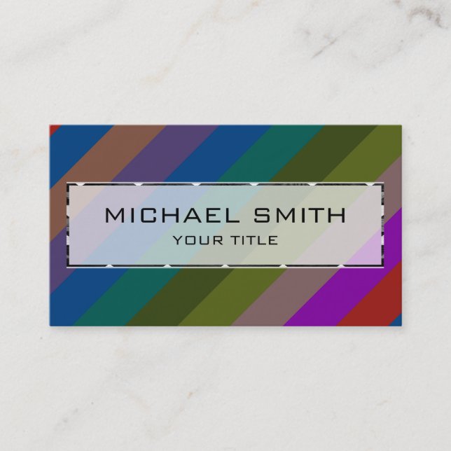 Retro Colourful Stripes Pattern #43 Business Card (Front)