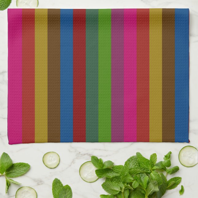 Retro Colourful Stripes Pattern #47 Tea Towel (Folded)