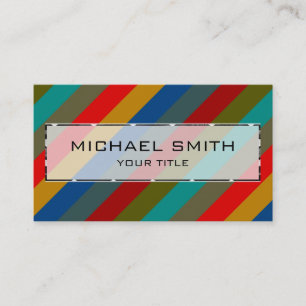 Retro Colourful Stripes Pattern #50 Business Card