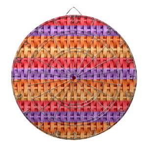 Retro colourful stripes wicker art graphic design dartboard