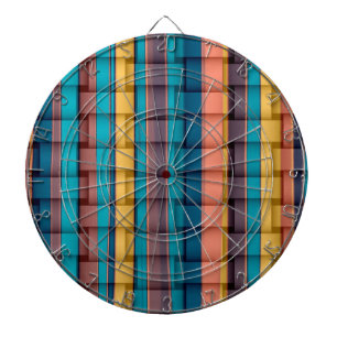 Retro colourful stripes wicker art graphic design dartboard