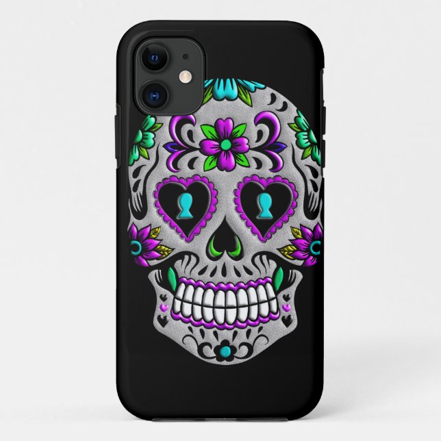 Retro Colourful Sugar Skull Case-Mate iPhone Case (Back)