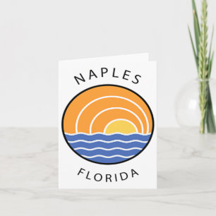 Retro Colourful Sunset Naples Florida Ocean Palm T Card