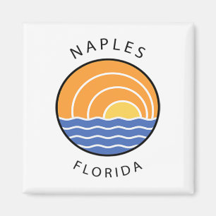 Retro Colourful Sunset Naples Florida Ocean Palm T Magnet