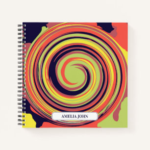 Retro Colourful Swirl Pattern Custom Notebook