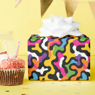 Retro Colourful Swirls Abstract Pattern Funky y2k Wrapping Paper