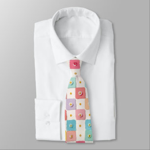 Retro Colourful trendy Flowers pattern Birthday pa Tie