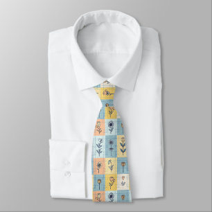 Retro Colourful trendy Flowers pattern Birthday pa Tie